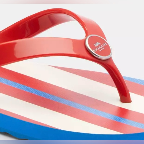SOLD! Coach Flip Flop With Stripe Print Size 11 - Picture 5 of 5